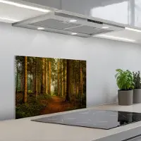 KitchenYeah Spatscherm 60x40 cm - Zelfklevende achterwand Bos - Natuur - Bomen - Landschap - Bladeren - Keuken muurbeschermer - Spatwand fornuis