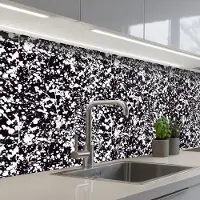 KitchenYeah Keuken achterwand 200x80 cm - Spatscherm zelfklevend Spat - Stippen - Zwart - Wit - Muurbeschermer - Spatwand fornuis