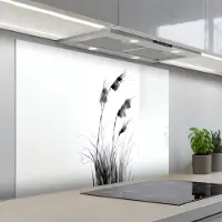 KitchenYeah Spatscherm 100x75 cm - Zelfklevende achterwand Minimalistisch - Stelen - Wit - Keuken muurbeschermer - Spatwand fornuis