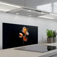KitchenYeah Spatscherm 90x45 cm - Zelfklevende achterwand Bloem - Orchidee - Oranje - Keuken muurbeschermer - Spatwand fornuis