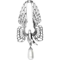MOOYE ® - Collectie Zilveren Zwaan met opengeklapte vleugels en glasparel Art Nouveau Jugendstil XL hanger