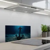 KitchenYeah Spatscherm 70x30 cm - Zelfklevende achterwand Anker - Ijzer - Zeebodem - Zand - Keuken muurbeschermer - Spatwand fornuis