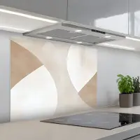 KitchenYeah Spatscherm 90x70 cm - Zelfklevende achterwand Bruin - Japandi - Abstract - Keuken muurbeschermer - Spatwand fornuis