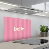 KitchenYeah Spatscherm 70x50 cm - Zelfklevende achterwand Roze - Gestreept - Belle - Keuken muurbeschermer - Spatwand fornuis
