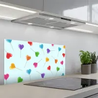 KitchenYeah Spatscherm 90x45 cm - Zelfklevende achterwand Lolly - Regenboog - Snoep - Keuken muurbeschermer - Spatwand fornuis