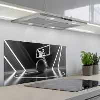KitchenYeah Spatscherm 90x45 cm - Zelfklevende achterwand Basketbal - Basketbalveld - Lichtlijnen - Keuken muurbeschermer - Spatwand fornuis