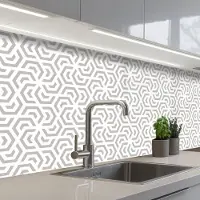 KitchenYeah Keuken achterwand 200x60 cm - Spatscherm zelfklevend Grafisch - Patroon - Modern - Hexagon - Muurbeschermer - Spatwand fornuis