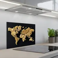 KitchenYeah Spatscherm 60x45 cm - Zelfklevende achterwand Wereldkaart - Specerijen - Kleurrijk - Keuken muurbeschermer - Spatwand fornuis