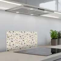 KitchenYeah Spatscherm 60x30 cm - Zelfklevende achterwand Terrazzo - Patroon - Neutraal - Zacht - Multi - Keuken muurbeschermer - Spatwand fornuis