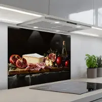 KitchenYeah Spatscherm 90x70 cm - Zelfklevende achterwand Stilleven - Vintage - Borrelplank - Keuken muurbeschermer - Spatwand fornuis