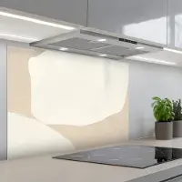 KitchenYeah Spatscherm 80x55 cm - Zelfklevende achterwand Beige - Abstract - Modern - Keuken muurbeschermer - Spatwand fornuis