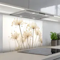 KitchenYeah Spatscherm 80x55 cm - Zelfklevende achterwand Bloemen - Wit - Zonlicht - Keuken muurbeschermer - Spatwand fornuis