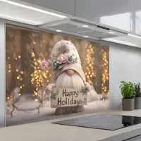 KitchenYeah Spatscherm 120x80 cm - Zelfklevende achterwand Kerst - Gnome - Bord - Kleurrijk - Keuken muurbeschermer - Spatwand fornuis