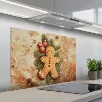 KitchenYeah Spatscherm 100x65 cm - Zelfklevende achterwand Kerstmis - Koekje - Poppetje - Speculaas - Keuken muurbeschermer - Spatwand fornuis