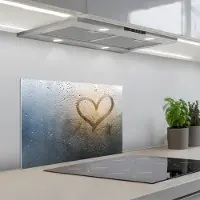 KitchenYeah Spatscherm 60x40 cm - Zelfklevende achterwand Hartje - Condens - Water - 3D - Keuken muurbeschermer - Spatwand fornuis
