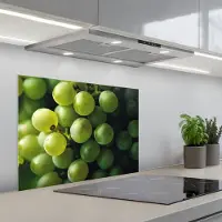 KitchenYeah Spatscherm 70x50 cm - Zelfklevende achterwand Druiven - Tros - Groen - Keuken muurbeschermer - Spatwand fornuis