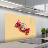 KitchenYeah Spatscherm 100x65 cm - Zelfklevende achterwand Geel - Snoep - Kleur - Keuken muurbeschermer - Spatwand fornuis