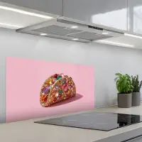 KitchenYeah Spatscherm 90x45 cm - Zelfklevende achterwand Taco - Kleurrijk - Edelstenen - Goud - Keuken muurbeschermer - Spatwand fornuis