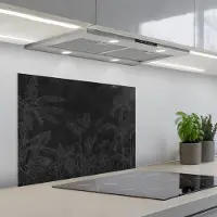 KitchenYeah Spatscherm 70x50 cm - Zelfklevende achterwand Beton - Patroon - Zwart - Keuken muurbeschermer - Spatwand fornuis