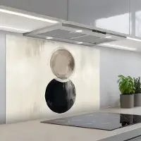 KitchenYeah Spatscherm 80x55 cm - Zelfklevende achterwand Cirkels - Vorm - Beige - Abstract - Keuken muurbeschermer - Spatwand fornuis