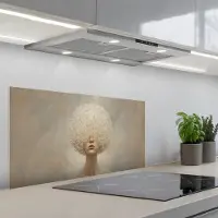KitchenYeah Spatscherm 80x40 cm - Zelfklevende achterwand Dromerig - Beige - Paardenbloemzaadjes - Keuken muurbeschermer - Spatwand fornuis