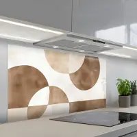 KitchenYeah Spatscherm 120x60 cm - Zelfklevende achterwand Snijdende cirkels - Overlappende vlakken - Keuken muurbeschermer - Spatwand fornuis