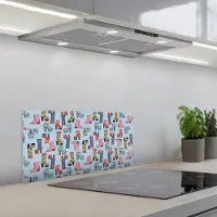 KitchenYeah Spatscherm 60x30 cm - Zelfklevende achterwand Laarzen - Patroon - Disco - Keuken muurbeschermer - Spatwand fornuis