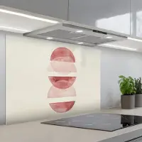 KitchenYeah Spatscherm 90x60 cm - Zelfklevende achterwand Minimalistisch - Cirkels - Roze - Keuken muurbeschermer - Spatwand fornuis