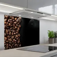 KitchenYeah Spatscherm 90x70 cm - Zelfklevende achterwand Koffiebonen - Zwart - Eenvoudig - Keuken muurbeschermer - Spatwand fornuis