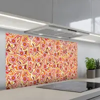KitchenYeah Spatscherm 120x60 cm - Zelfklevende achterwand Retro - Bloemen - Patroon - Keuken muurbeschermer - Spatwand fornuis