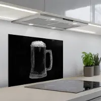 KitchenYeah Spatscherm 70x50 cm - Zelfklevende achterwand Bierpul - Schuim - Krijttekening - Keuken muurbeschermer - Spatwand fornuis