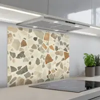 KitchenYeah Spatscherm 90x70 cm - Zelfklevende achterwand Stenen - Terrazzo - Decoratie - Tegels - Keuken muurbeschermer - Spatwand fornuis