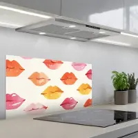 KitchenYeah Spatscherm 90x45 cm - Zelfklevende achterwand Lippen - Kleurrijk - Glanzend - Keuken muurbeschermer - Spatwand fornuis