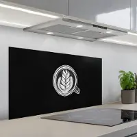 KitchenYeah Spatscherm 100x50 cm - Zelfklevende achterwand Krijttekening - Koffie - Latte art - Keuken muurbeschermer - Spatwand fornuis
