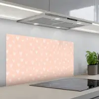KitchenYeah Spatscherm 100x50 cm - Zelfklevende achterwand Hart - Patroon - Koraal - Keuken muurbeschermer - Spatwand fornuis