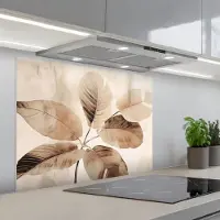 KitchenYeah Spatscherm 80x60 cm - Zelfklevende achterwand Gedroogde plant - Natuur - Bruin - Planten - Keuken muurbeschermer - Spatwand fornuis