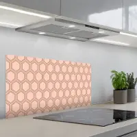 KitchenYeah Spatscherm 90x45 cm - Zelfklevende achterwand Lichtroze - Patroon - Symmetrisch - Keuken muurbeschermer - Spatwand fornuis