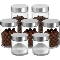 Secret De Gourmet - Set van 7x keuken voorraadpotten - glas - RVS deksel - 3 formaten - Voedsel bewaren