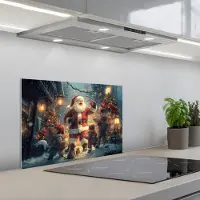 KitchenYeah Spatscherm 60x40 cm - Zelfklevende achterwand Kerstvreugde - Sneeuw - Kleurrijk - Keuken muurbeschermer - Spatwand fornuis
