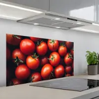 KitchenYeah Spatscherm 100x50 cm - Zelfklevende achterwand Groente - Rood - Tomaten - Keuken muurbeschermer - Spatwand fornuis