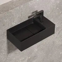 Saniclear Itsie fontein mat zwart met kraangat rechts 39x22x10cm