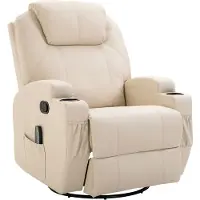 Merax Elektrische Relaxfauteuil Met Ligfunctie - Massagestoel Met 5 Massagestanden - Kunstleer Creme Wit - 84x92x109 cm