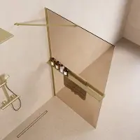 Saniclear Oblique inloopdouche 80cm met handdoekhouder en bronsglas geborsteld messing - mat goud