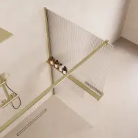 Saniclear Metric inloopdouche 120cm met handdoekhouder en ribbelglas geborsteld messing - mat goud