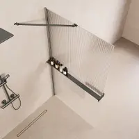 Saniclear Oblique inloopdouche 80cm met handdoekhouder en ribbelglas verouderd ijzer - gunmetal