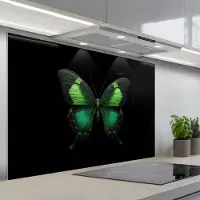 KitchenYeah Spatscherm 120x80 cm - Zelfklevende achterwand Vlinder - Groen - Opvallend - Keuken muurbeschermer - Spatwand fornuis