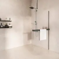 Saniclear Bright inloopdouche 100cm met handdoekhouder en helder glas verouderd ijzer - gunmetal