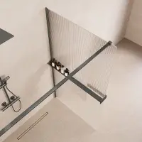 Saniclear Metric inloopdouche 80cm met handdoekhouder en ribbelglas verouderd ijzer - gunmetal