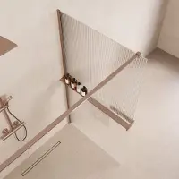 Saniclear Metric inloopdouche 80cm met handdoekhouder en ribbelglas geborsteld koper