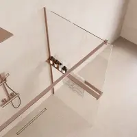 Saniclear Metric inloopdouche 100cm met handdoekhouder en helder glas geborsteld koper